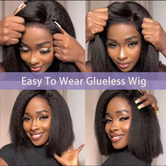 Glueless Afro Kinky wig straight