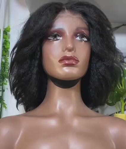 Glueless Afro Kinky wig straight